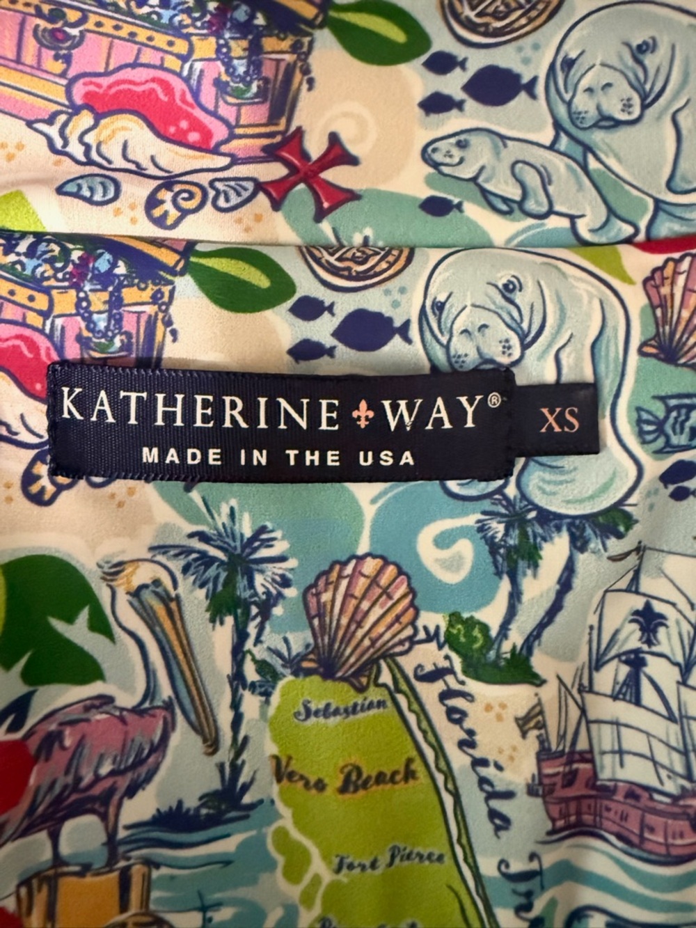 Katherine Way Multicolor Coastal Print Zip-Front Top - Picture 3 of 7